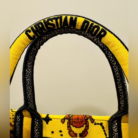 RARE Christian Dior Zodiac Pixel Tote Book Yellow Canvas Handbag Bag - Picture 11 of 17